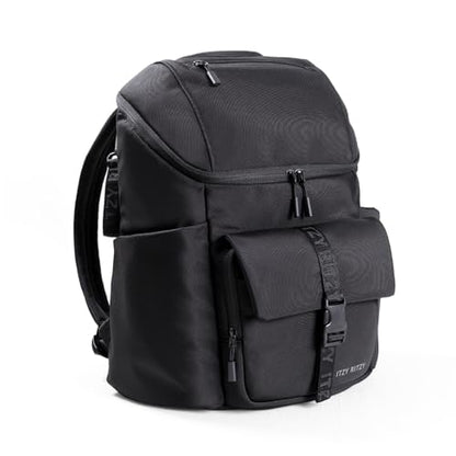 Itzy Ritzy Belong Bucket Backpack – Lightweight Diaper Bag Backpack Featuring 16 Pockets, Bucket Top Opening, Stroller Straps & Changing Pad – Organized and Stylish Everyday Family Backpack (Black) - color: Black