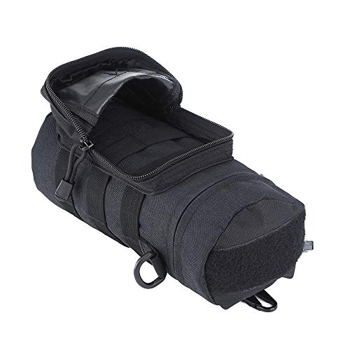 Molle Water Bottle Holder, Tactical Water Bottle Pouches for Backpack with D-Ring Hook - color: Black