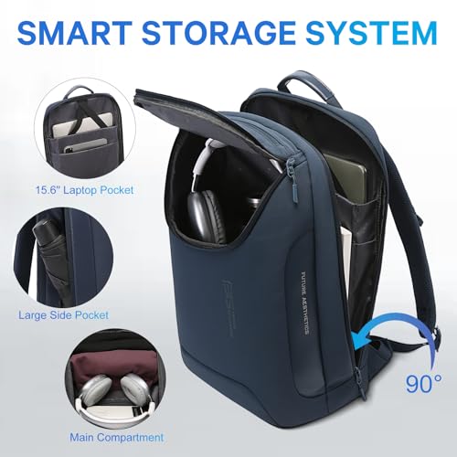 BANGE Ergonomic Anti-Theft Laptop Backpack for Men & Women, 15.6 Inch Business Travel Backpack, Waterproof Lightweight Durable Rucksack for Office, Outdoor - color: Blue