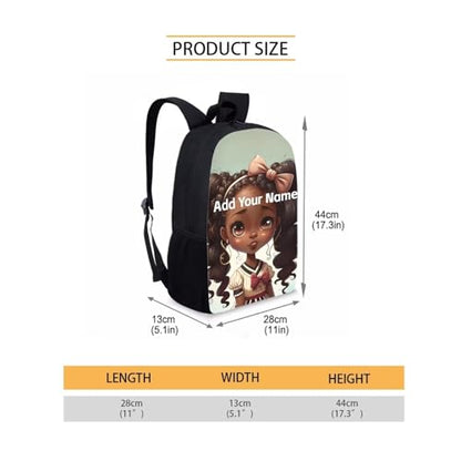 African Bookbag for Girls 10-12/4-6 Personalized Backpack for School Kids 2 Grade/3Rd Grade Custom Name Book Bag Student School Bag - color: African Black Girl-19
