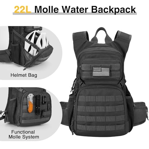 CVLIFE Tactical Hydration Hiking Water Backpack with 3L Water Bladder - color: Black