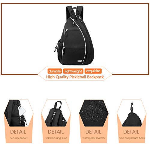 Sucipi Pickleball Bag for Men & Women,Convertible Backpack with Fence Hook - color: Deep Black, size: Medium