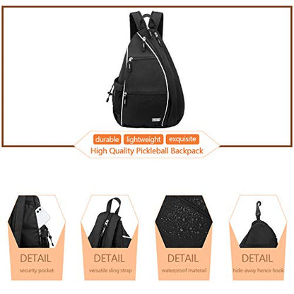 Sucipi Pickleball Bag for Men & Women,Convertible Backpack with Fence Hook - color: Deep Black, size: Medium