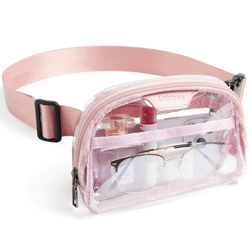 LATMAP Clear Bag for Stadium Events, Clear Purse for Women Stadium Crossbody Bag, Transparent Bag for Concerts Sports - color: Small Size-Pink