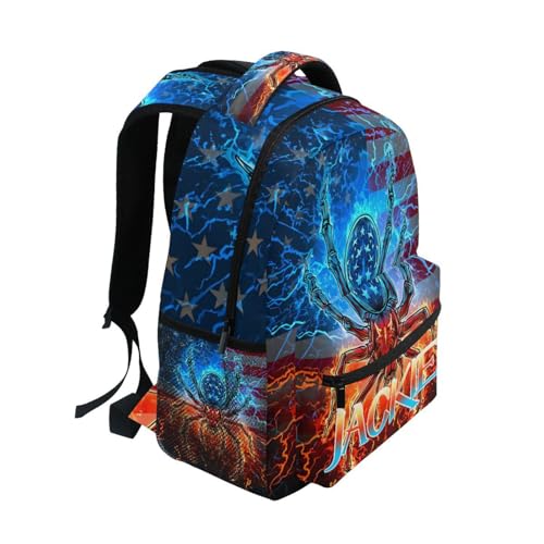 susiyo Custom Name Backpack Personalized School Bookbag Red and Blue Lightning Spider Lightweight College Back Pack Travel Camping Casual Daypack for Teens Girls Boys Women Men - color: Custom Spider
