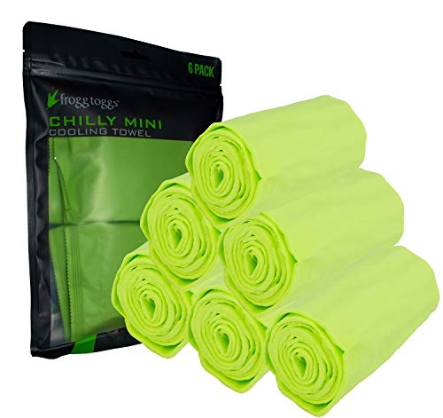 FROGG TOGGS Chilly Mini Cooling Neck Towel, 6 count, 29"x3" - color: Lime - 6 Pack