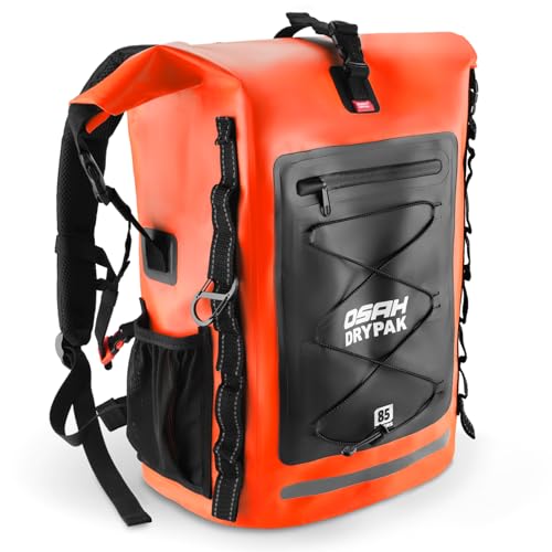 OSAH DRYPAK Waterproof Backpack Dry Bag 35L/55L/85L – Heavy Duty Roll-Top Hiking Backpack Sack Keeps Gear Dry for Travel, Kayaking, Boating, Camping, Rafting and Fishing - color: Orange, size: 85L