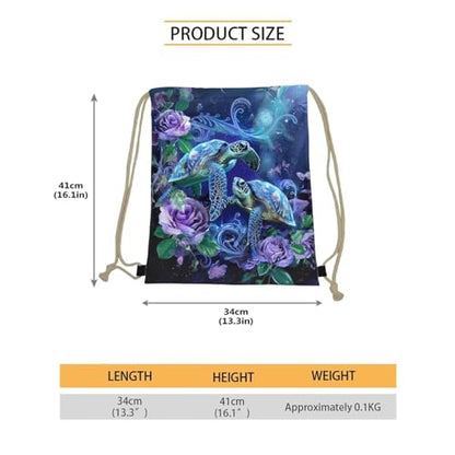 Upetstory Sea Turtle Drawstring Backpack Gym Bag Cinch Sackpack Foldable Draw String Back Bag for Women, Teen Girls, Kids Sports, Gym, Travel, Swimming, Beach - color: 1 Sea Turtle