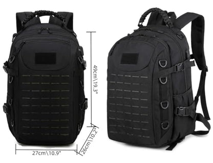 Heavy duty zipper military backpack Outdoor Tactical Backpack，Nylon canvas Knapsack，hiking camping travel Backpack， 3-day backpack，water resistant (Black) - color: Black