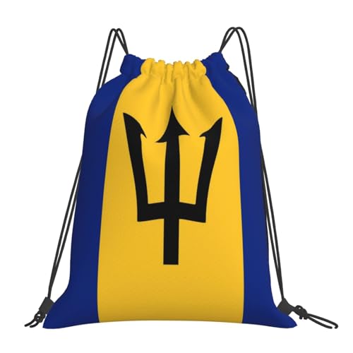 Barbados Flag Drawstring Bag Sport Gym Backpack Beach Travel Sack Draw String Yoga Bag For Men Women - color: Barbados Flag