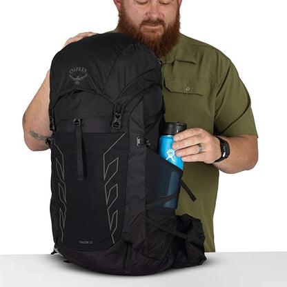 Osprey Talon 33L Men's Lightweight Hiking Backpack - Daypack for Travel & Camping, Black/Coal Grey, Extended Fit - color: Black/Coal Grey, size: 33L - Extended Fit