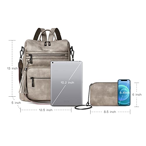 Shrrie Backpack Purse for Women Leather Backpack Fashion Designer Travel Backpack Convertible Shoulder Bag - color: 2-3-two-toned Gray