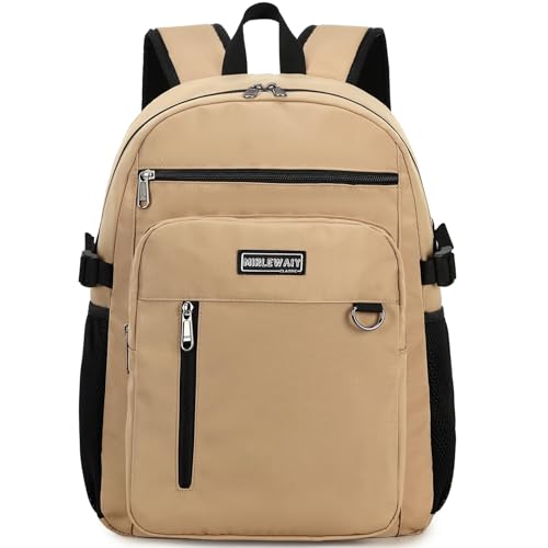MIRLEWAIY Classical School Backpack Lightweight Bookbag Casual Daypack Travel Work Bag For Teenagers College Girls boys - color: Khaki
