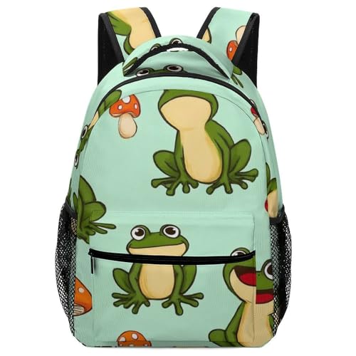 Mens Travel Backpack with Adjustable Shoulder Strap Causal Book Bags Cute Frog Mushroom Hiking Daypack for Travel Office Beach - color: Color(532)