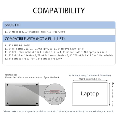 11-11.6 Inch Laptop Sleeve Protective Case Soft Carrying Computer Cover Compatible with MacBook Neo A18 11.6" MacBook Air for 11" Notebook Tablet Ultrabook Chromebook - color: Bright Pink, size: 11"-11.6"