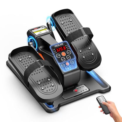 Under Desk Elliptical Machine, Portable Electric Elliptical Exercise Equipment with 12 Adjustable & 3 Automatic Speeds, Ellipse Leg Pedal Exerciser While Sitting for Seniors, Adults
