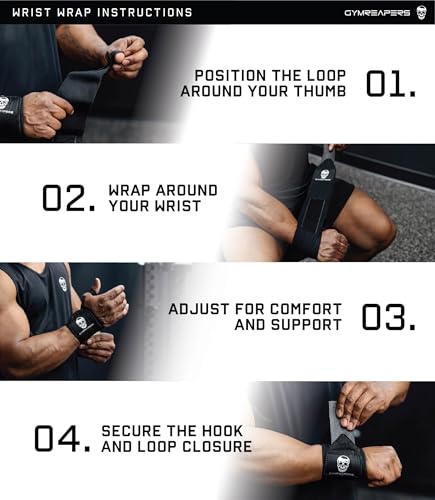 Gymreapers Weightlifting Wrist Wraps (IPF Approved) Professional Quality Wrist Support with Heavy Duty Thumb Loop - Best Wrap for Powerlifting Competition, Strength Training, Bodybuilding - color: Gray/Usa