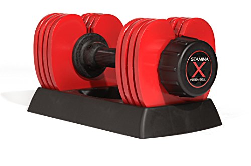 Stamina X Versa-Bell Adjustable Dumbbell 10-50 lb w/ Smart Workout App - 9 in 1 Adjustable Weight Set - Strength Training Equipment for Home Gym Weightlifting