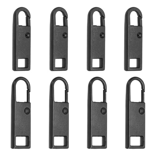 uxcell 8Pcs Zipper Pull Replacement, Metal Zipper Handle Mend Fixer Tab Repair for Luggage Suitcase Backpack Jacket Bags Boots Coat Handbags, (Black, 2 Size) - color: Black, size: Small/Medium