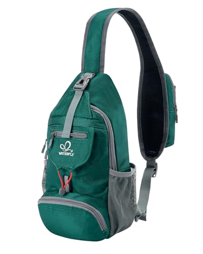 WATERFLY Packable Small Crossbody Sling Backpack Shoulder Chest Bag Daypack for Hiking Traveling - color: Turquoise