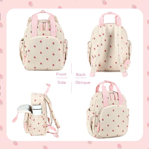 Bluboon Toddler Backpack for Girls Boys 2-4 Cute 12" Preschool Kindergarten Backpacks Kids Daycare Bags School Travel (Strawberry-Beige, Age 2-4 (12" H not Fit A4 Folder)) - color: Strawberry-beige, size: Age 2-4 (12" H not Fit A4 Folder)