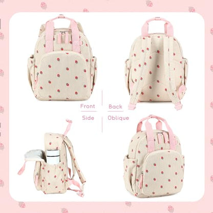 Bluboon Toddler Backpack for Girls Boys 2-4 Cute 12" Preschool Kindergarten Backpacks Kids Daycare Bags School Travel (Strawberry-Beige, Age 2-4 (12" H not Fit A4 Folder)) - color: Strawberry-beige, size: Age 2-4 (12" H not Fit A4 Folder)