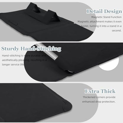 13-14 Inch Protective Laptop Sleeve Case with Stand, for MacBook Pro 14'' M5~M1, Pro/Max(2026-2021), MacBook Air 13.6'' M5-M2, (2026-2022), Matte PU Leather Laptop Case 13-14" (Black) - color: Black, size: 13-14 Inch