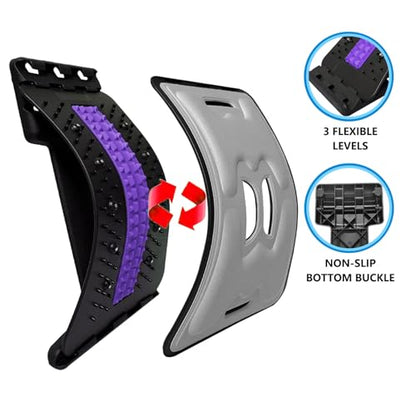 Back Stretcher with Lumbar Support for Back Pain Relief - Dual-Sided 3-Level Adjustable Spinal Decompression lumbar board (Purple) - color: Purple