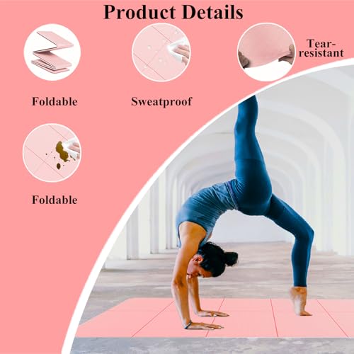Yoga Mat for Travel, Non-Slip Yoga Mat, Exercise Mat 1/4" Thick Yoga Mat Foldable, Perfect for Pilates, Outdoor & Travel, TPE Anti-Slip Yoga Mat with Carry Bag - color: beige