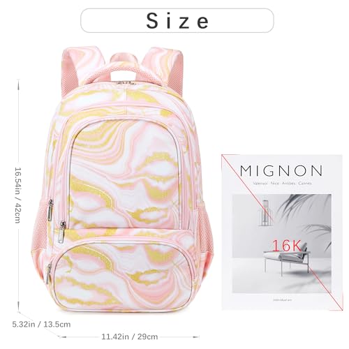 abshoo Marble Lightweight Kids Backpack For School Girls Elementary Kindergarten Bookbag School Bags (Marble PINK-B) - color: Marble Pink-b