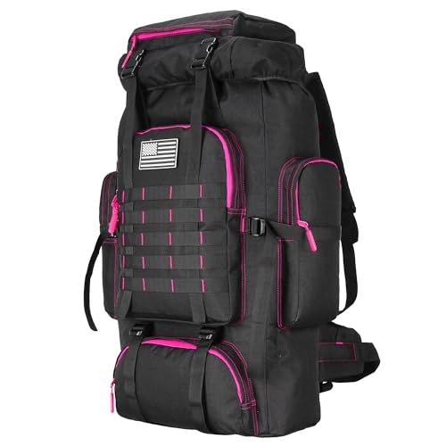 Hiking Backpack for Men 70L/100L Camping Backpack Military Rucksack Molle 3 Days Assault Pack for Climbing | Camping Backpack - color: 70l-blackrose
