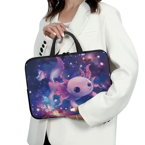 Cute Axolotl 15 Inch Laptop Handle Bag Computer Protect Case Pouch Holder Galaxy Space Notebook Sleeve Neoprene Cover Soft Carring Travel Case for Chromebook Computer Briefcase - color: Cute Axolotl Galaxy Space, size: 15 inch
