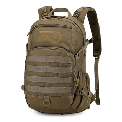 Mardingtop Small Tactical Backpack,Molle Hiking Backpack for Backpacking,Cycling and Biking,15L/25L Backpack - color: Khaki, size: 25L