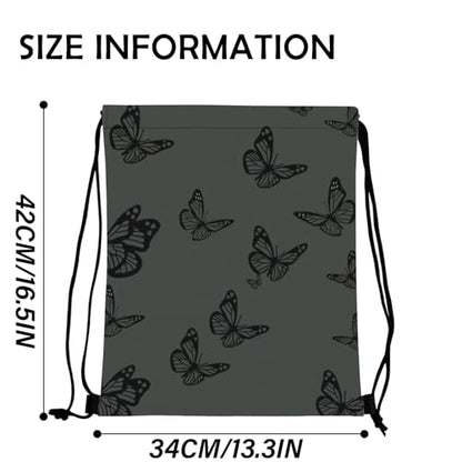 Drawstring Backpack Draw String Bag Waterproof for Sports Gym Beach Travel Cute Aesthetic Sackpack Men Women (13"×17")-Butterfly - color: S-18-butterfly
