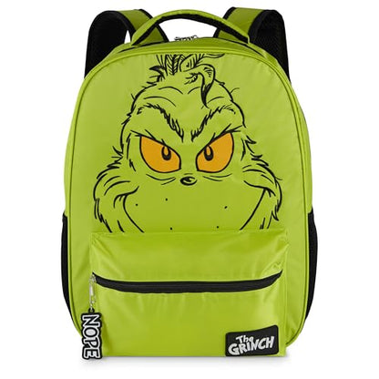 AI ACCESSORY INNOVATIONS Dr. Suess’s The Grinch Backpack for Boys & Girls Featuring a Big Face Grinch, 16”Bookbag w/Molded Nope Dangle, Green - style: Grinch Backpack