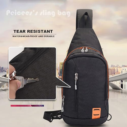 Peicees Small Sling Backpack Waterproof Unisex Shoulder Bag Chest Crossbody Daypack - color: 2_dark Blue, size: Large