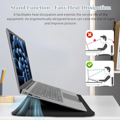 13-14 Inch Protective Laptop Sleeve Case with Stand, for MacBook Pro 14'' M5~M1, Pro/Max(2026-2021), MacBook Air 13.6'' M5-M2, (2026-2022), Matte PU Leather Laptop Case 13-14" (Black) - color: Black, size: 13-14 Inch