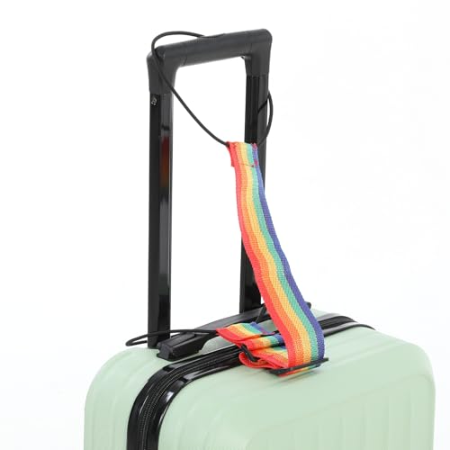 4 Pack Adjustable Luggage Straps Suitcase Belt for Add a Bag, Lightweight Easy Elastic Wrap Belts for Attaching Extra Bags, Luggage Straps Bag Bungee, Travel Accessories(Black/Rainbow)