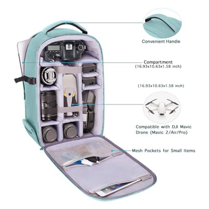 MOSISO Camera Backpack, DSLR/SLR/Mirrorless Photography Camera Bag 15-16 inch Waterproof Hardshell Case with Tripod Holder&Laptop Compartment Compatible with Canon/Nikon/Sony, Aquamarine - color: Aquamarine