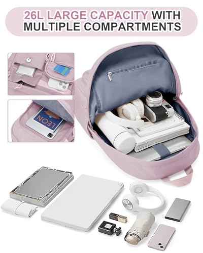 Aesthetic School Backpack for Women Men College Backpack With Lots Of Pockets Waterproof Travel Casual Daypack Cute Bookbag For Teens Girls Boys High School Bag(Purple) - color: B5-purple