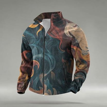 domirica Mens Novelty Print Full-Zip Fleece Hoodie Big and Tall Stylish Trendy Casual Gym Training Warm Sweatshirt - color: Art, size: 5X-Large