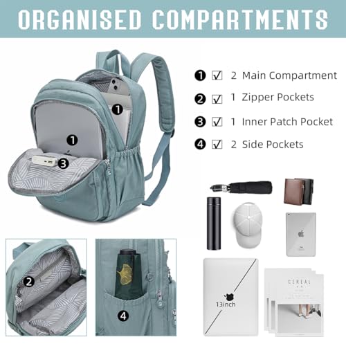 Hiking Waterproof 13" Laptop Backpack Purse for Women and Men,Travel Backpack - color: Light Blue
