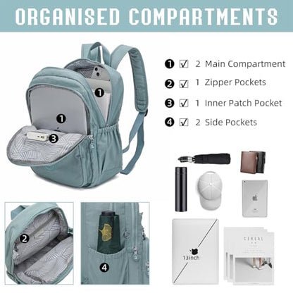 Hiking Waterproof 13" Laptop Backpack Purse for Women and Men,Travel Backpack - color: Light Blue