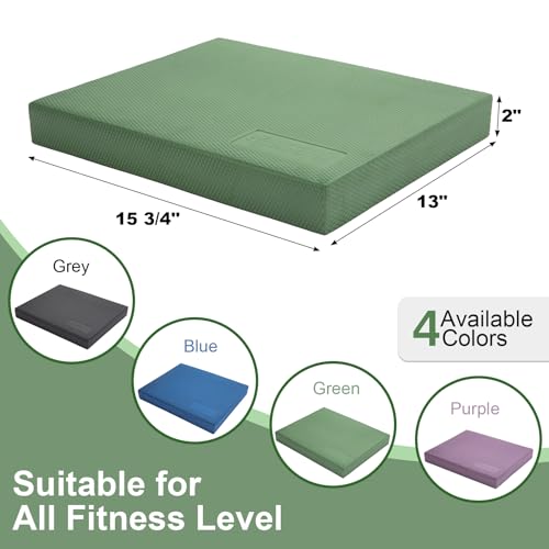StrongTek Professional Foam Exercise Balance Pad - 15.8" x 13" x 2", High-Density TPE Foam Knee Pad, Non-Slip & Water-Resistant, for Balance Training, Physical Therapy, Yoga, and More - color: Green