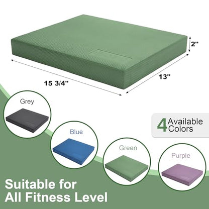 StrongTek Professional Foam Exercise Balance Pad - 15.8" x 13" x 2", High-Density TPE Foam Knee Pad, Non-Slip & Water-Resistant, for Balance Training, Physical Therapy, Yoga, and More - color: Green