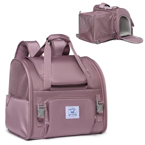 Pet Backpack Carrier for Small Dogs Medium Cats, Puppies,Breathable and Collapsible Design, Portable Travel Bag for Bearded Dragon,Rabbit Cage (Purple, Large) - color: purple, size: Large