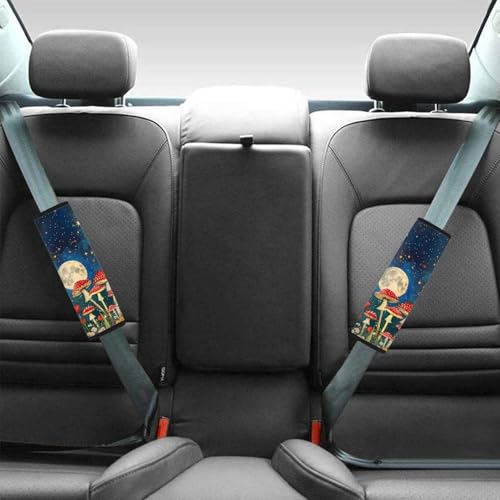 Forchrinse Red Mushroom Starry Night Car Seat Belt Cover Pad for Women Men Soft Auto Seatbelt Shoulder Pads 2 Pack - color: Red Mushroom Starry Night