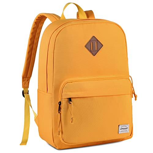 RAVUO School Backpack, Lightweight Classic Bookbag Casual Daypack for Men Women - color: Yellow