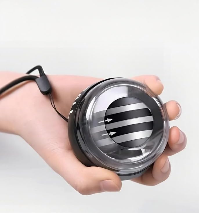 Gyro Ball Wrist Trainer – Auto Start Power Ball for Forearm, Grip & Hand Strength – Gyroscopic Exerciser for Athletes, Musicians & Rehab