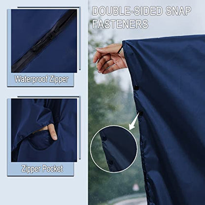 Fashion Hooded Rain Poncho Waterproof Raincoat Jacket with pocket for Women/Men/Adult - color: Blue